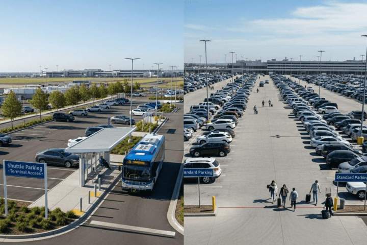 parking avec navette et parking standard